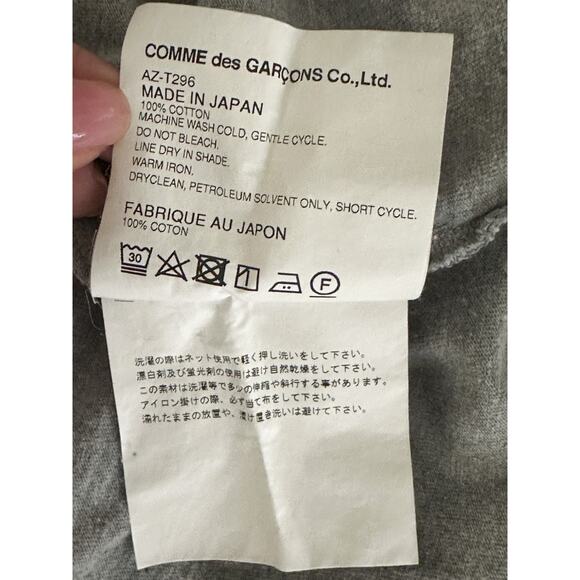 Comme Des Garçons Play Men's Gray Double Heart Logo Short Sleeve T-Shirt Large - Picture 6 of 7